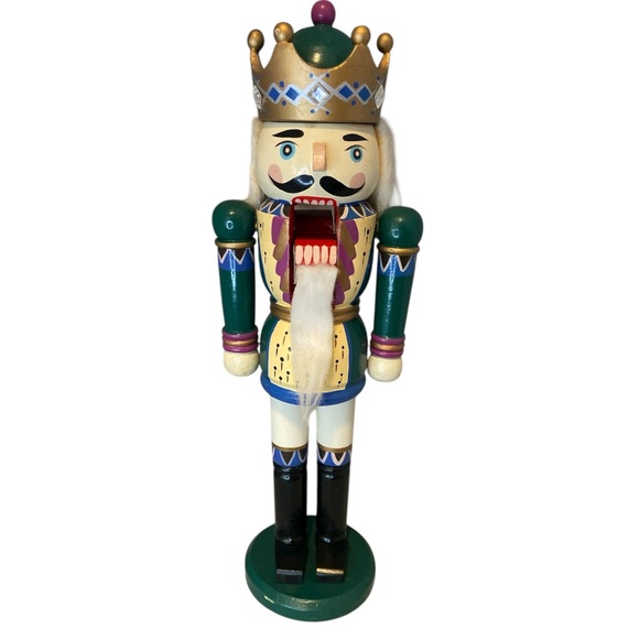 Vintage 15” Wooden King Nutcracker Figurine • Hand Painted Holiday Decor - Picture 8 of 9
